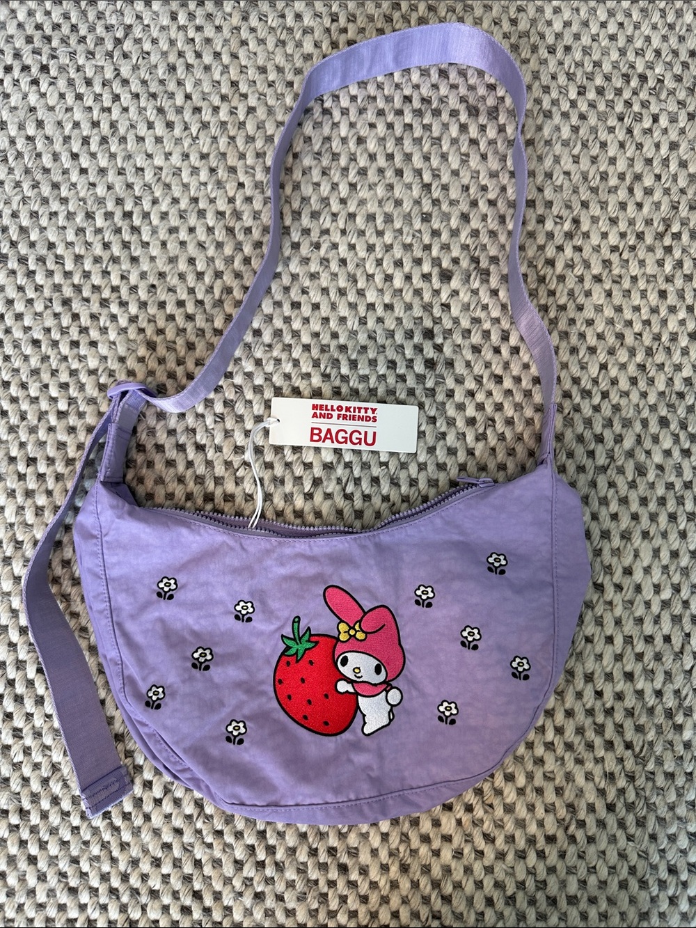 BAGGU x Hello Kitty My Melody Lavender  Crescent Shoulder Bag